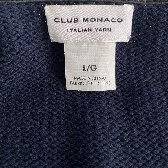 Club Monaco Italian Wool Blend Leather Zip Up Cardigan M/L - Picture 6 of 12